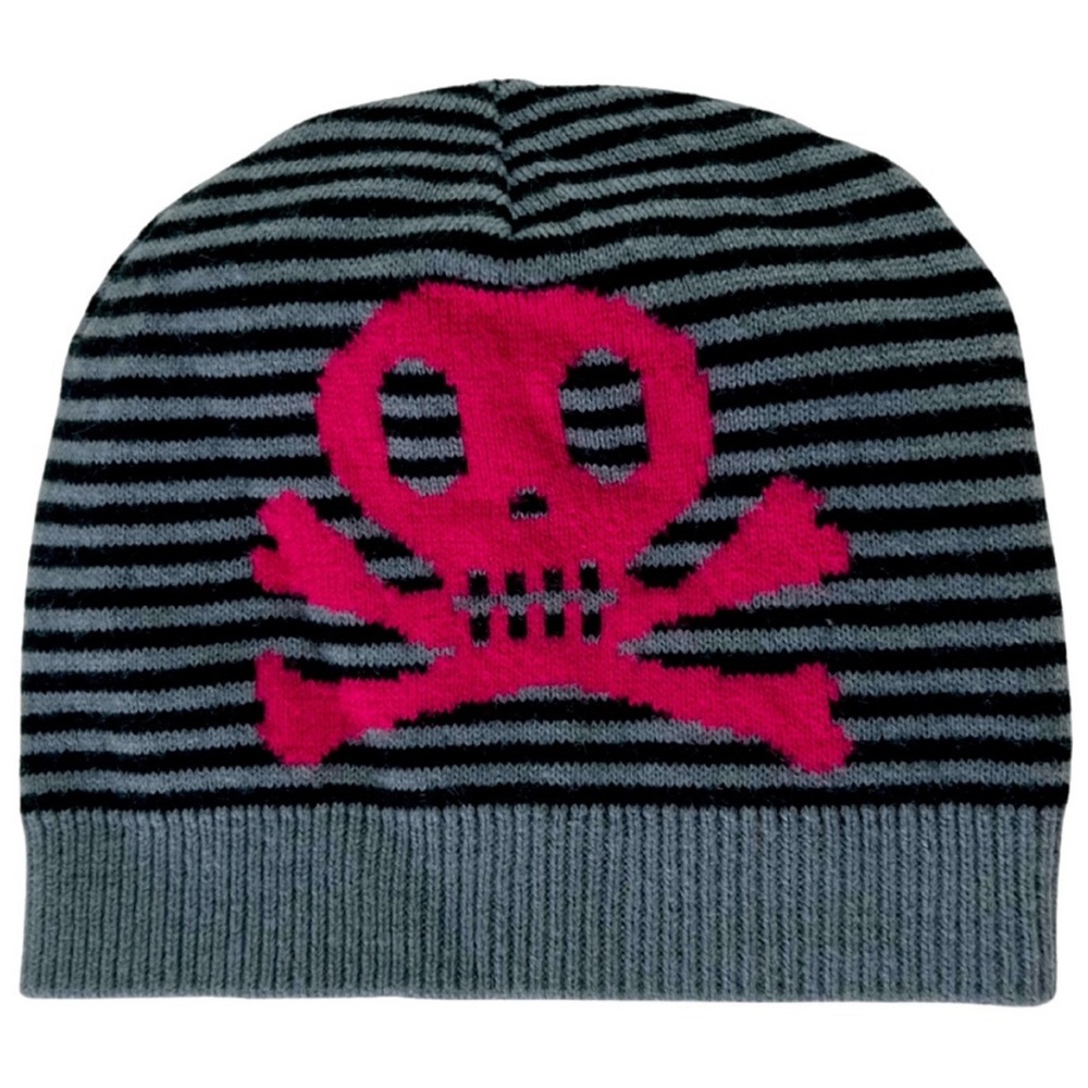 Y2k grunge striped Skull beanie